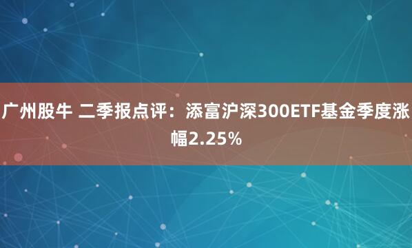 广州股牛 二季报点评：添富沪深300ETF基金季度涨幅2.25%